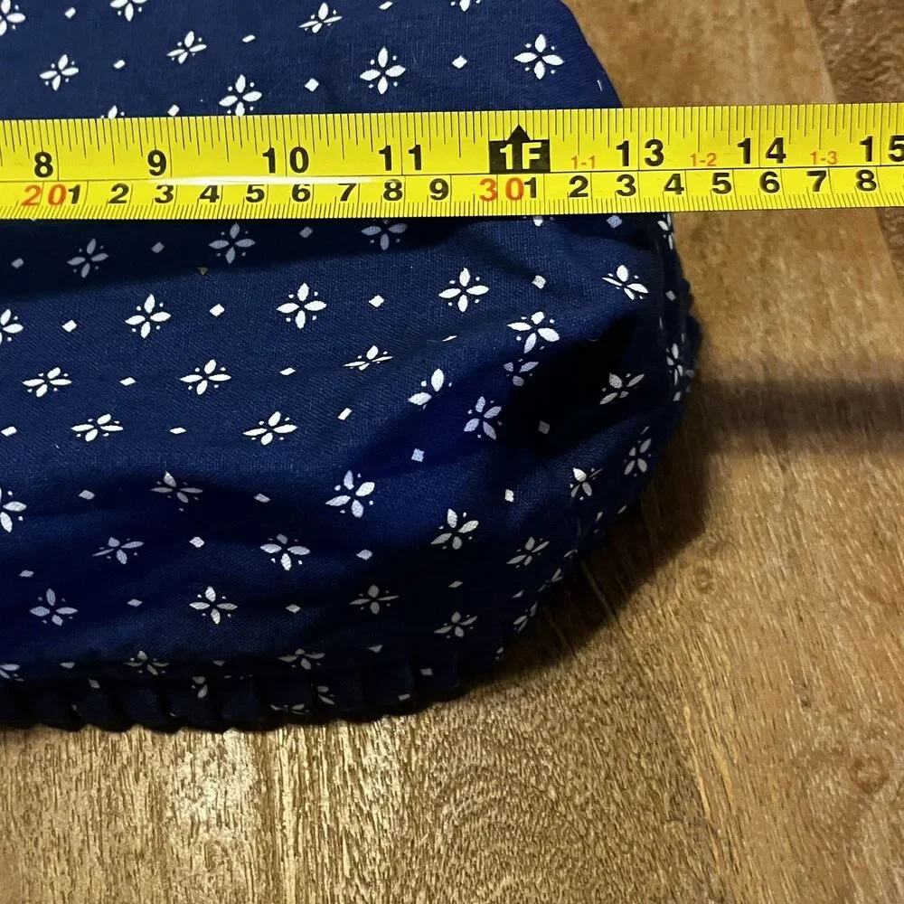 LONGABERGER Heritage Blue UP Ruffle BASKET LINERS Two Size Set